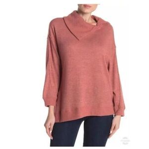 Democracy Supersoft Split Cowl Neck Pullover‎ Pink, 3X